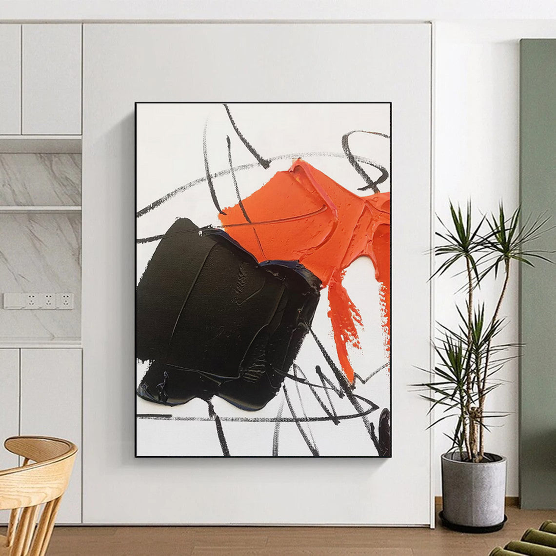 Custom Large Hand-Painted Abstract Canvas for Kids’ Playroom Activity Wall