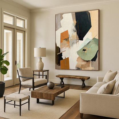 Extra-Huge Contemporary Abstract Canvas for Home Office Zoom Backgrounds in Modern Workspaces
