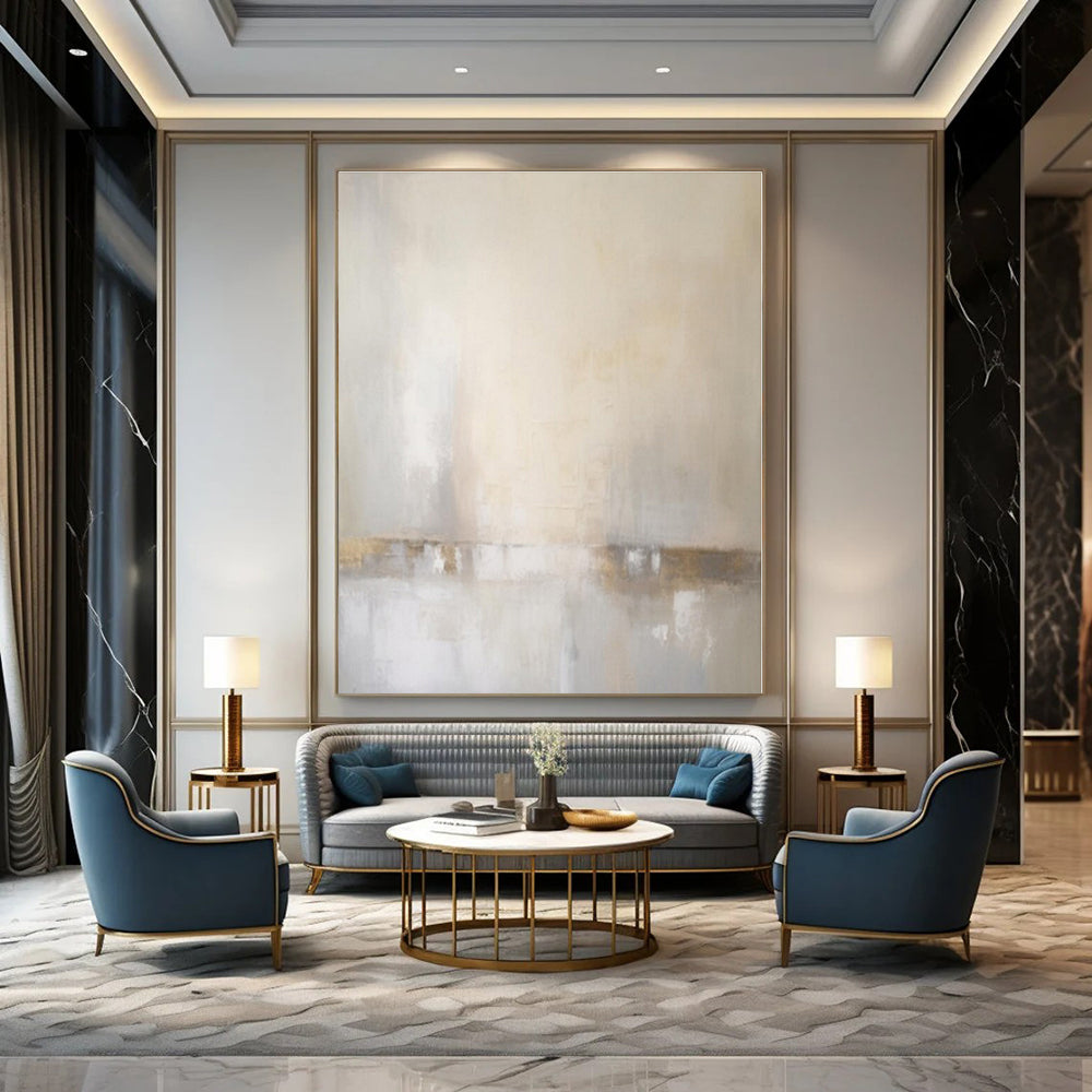 Custom Hand-Painted Abstract Mural for Open-Plan Office Zones