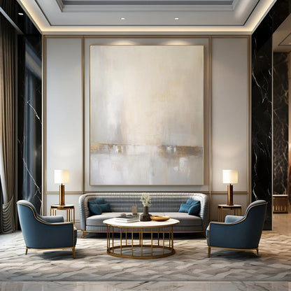 Custom Hand-Painted Abstract Mural for Open-Plan Office Zones