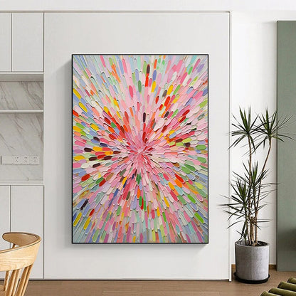 Oversized Hand-Painted Abstract Canvas for Living Room Media Wall