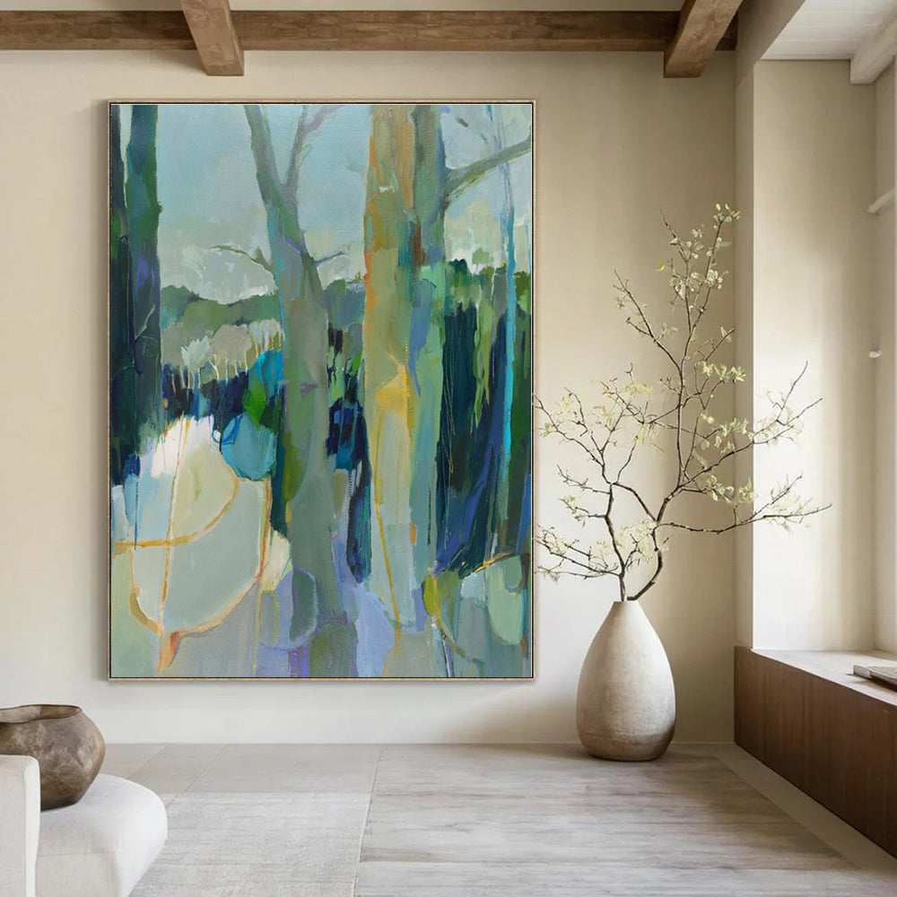Oversized Custom Hand-Painted Abstract Canvas for Office Boardrooms