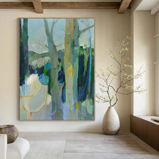 Oversized Custom Hand-Painted Abstract Canvas for Office Boardrooms