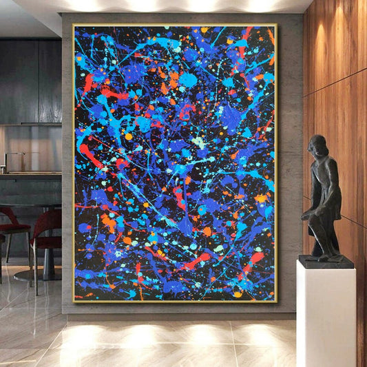 Massive Custom Abstract Painting for Home Library Bookcase Backdrop Wall