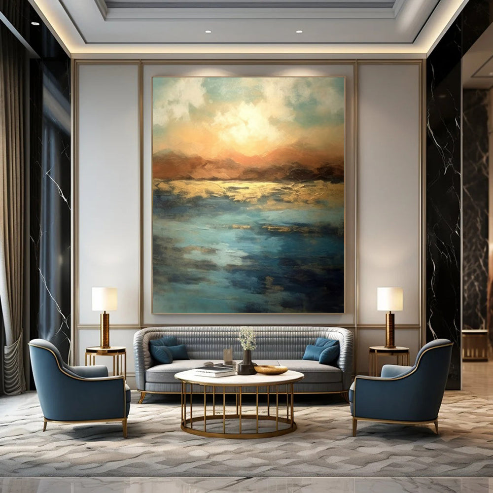 Huge Hand-Painted Contemporary Abstract Painting for High-End Bar Cocktail Lounges