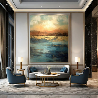 Huge Hand-Painted Contemporary Abstract Painting for High-End Bar Cocktail Lounges