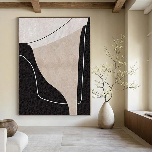Spectacular Hand-Painted Abstract Canvas for Living Room Above Bookcases