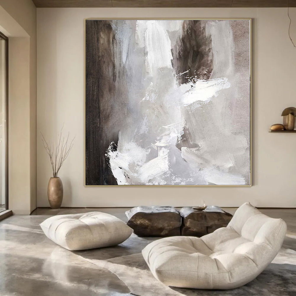 Large-Scale Hand-Painted Contemporary Abstract Mural for Living Room Dining Nooks