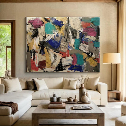 Colossal Modern Abstract Wall Art for Contemporary Entryway Staircase Landing