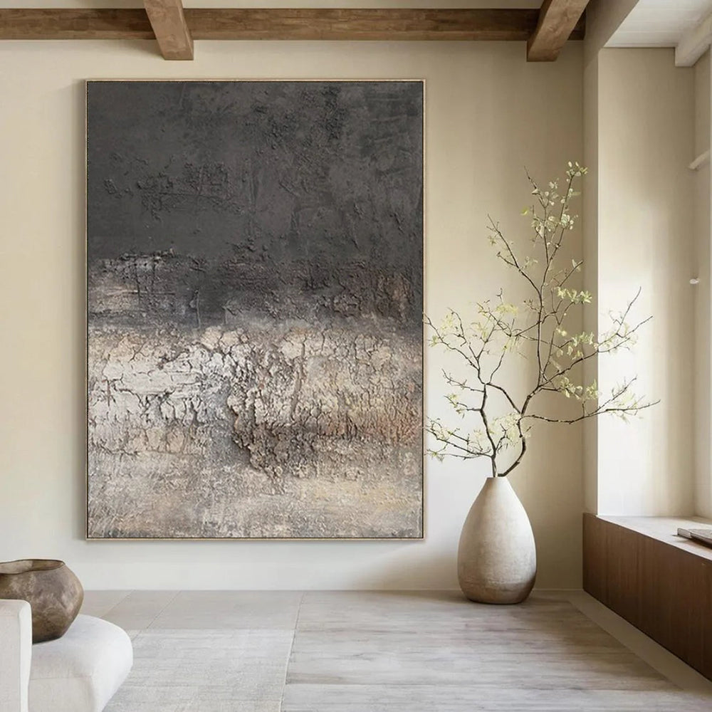 Large-Scale Hand-Painted Contemporary Abstract Canvas for Artisan Coffee Shop Interiors