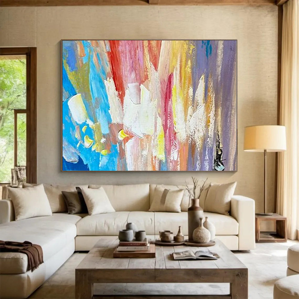 Giant Contemporary Abstract Painting for Modern Master Bedroom Bedhead Wall