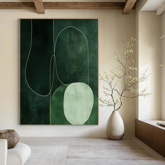 Large Hand-Painted Contemporary Abstract Canvas for Family Reunion Banquet Halls