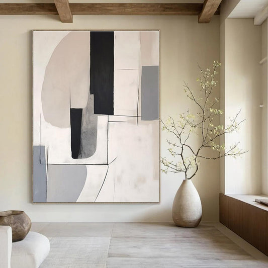 Large-Scale Hand-Painted Abstract Canvas for Living Room and Bar