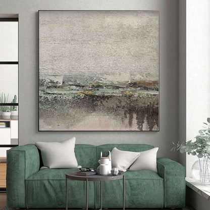 Oversized Abstract Folk Art Hand-Painted Canvas for Attic Hideaway Wall