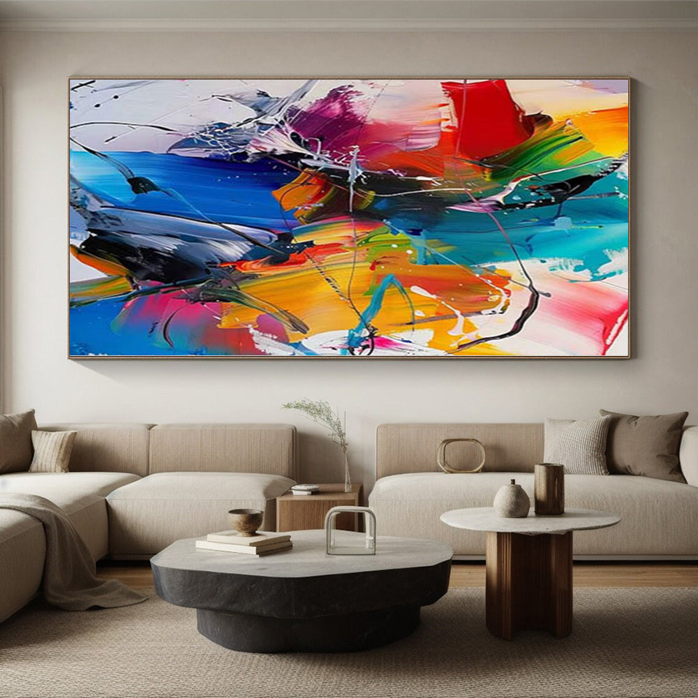 Monumental Abstract Painting for Indoor Herb Garden Spaces - Custom Resin on Linen