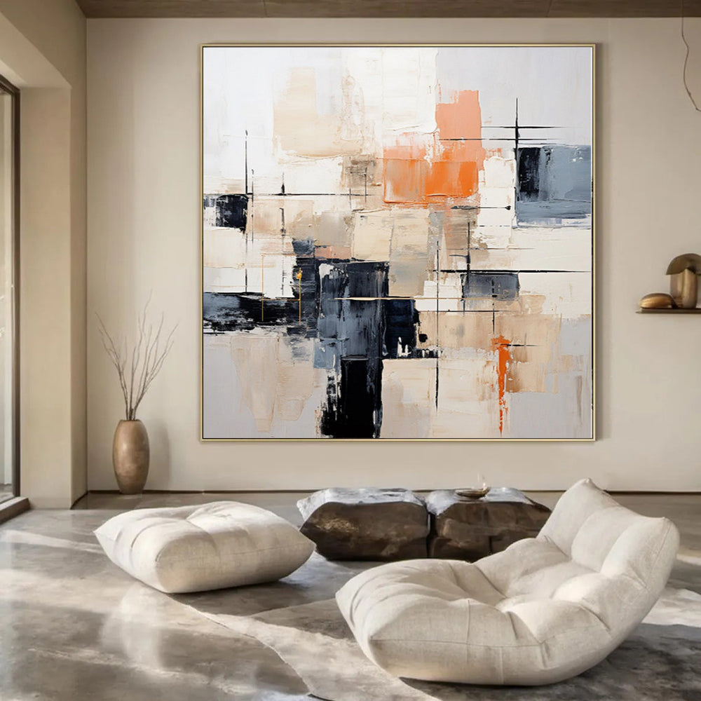 Grand Abstract Painting for Meditation Yurts - Hand-Painted Acrylic on Linen