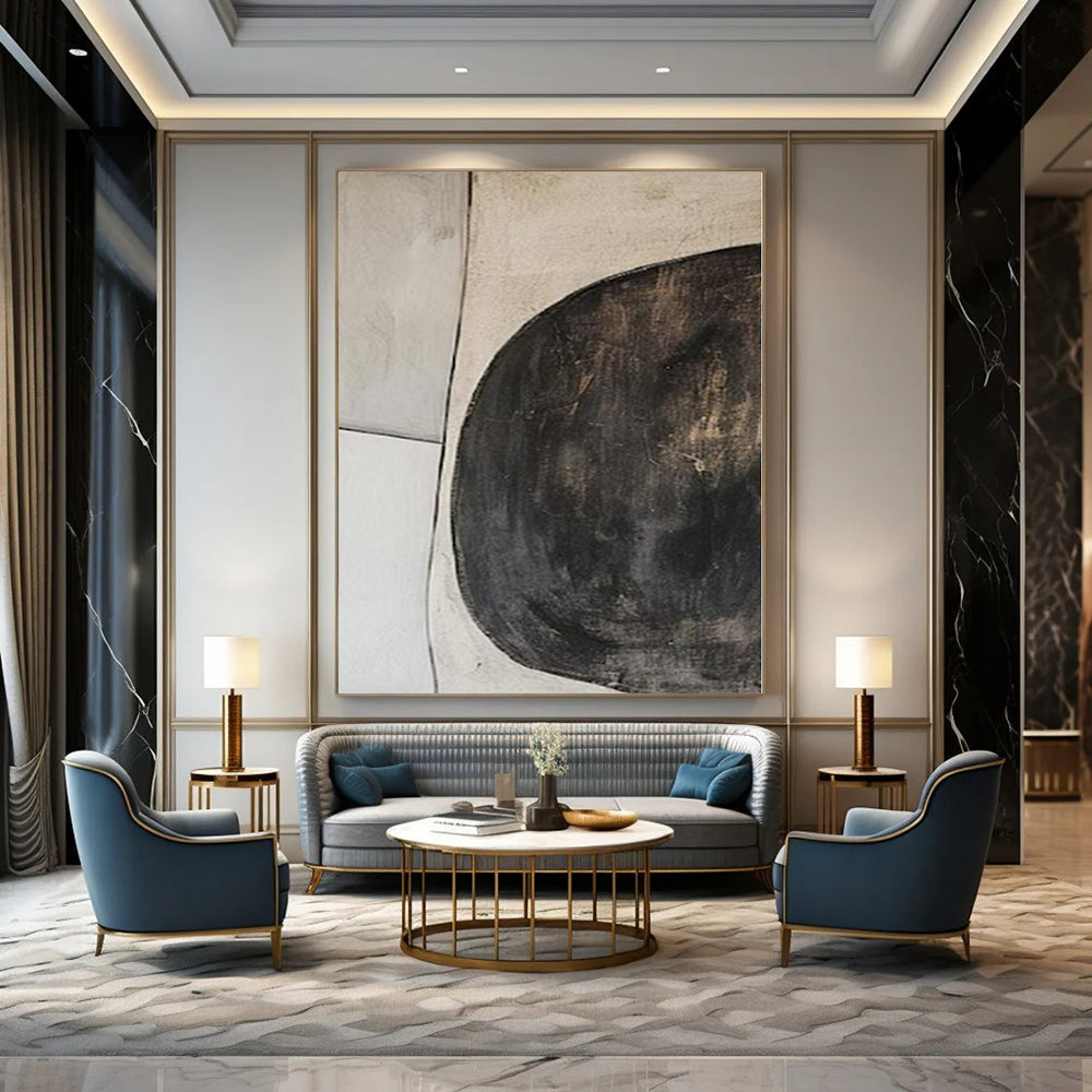 Hand-Painted Extra-Large Contemporary Abstract Canvas for Living Room Feature Walls
