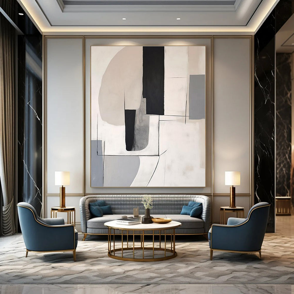 Large-Scale Hand-Painted Abstract Canvas for Living Room and Bar