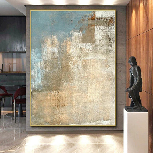Enormous Abstract Art Nouveau Hand-Painted Canvas for Greenhouse Growth Wall