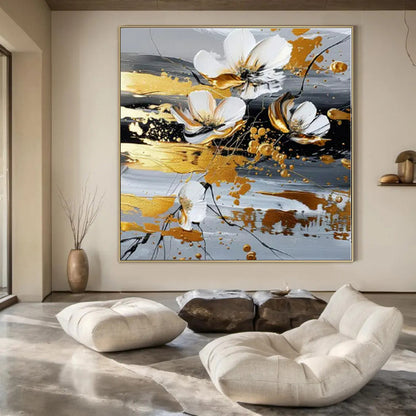 Artistic Impressionism Hand-Painted Abstract Mural for Romantic Bedrooms