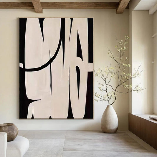Oversized Hand-Painted Modern Abstract Painting for Living Room Bookshelf Backdrops