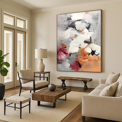 Oversized Custom Abstract Painting for Home Wine Cellar Tasting and Storage Feature Walls