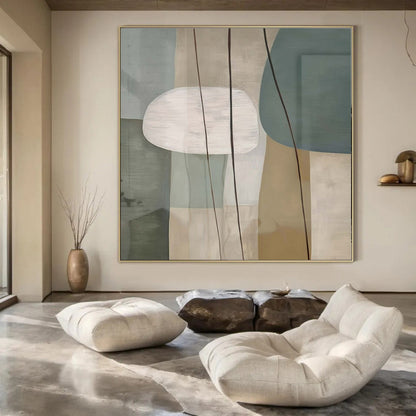 Colossal Hand-Painted Contemporary Abstract Canvas for Family Home Foyers