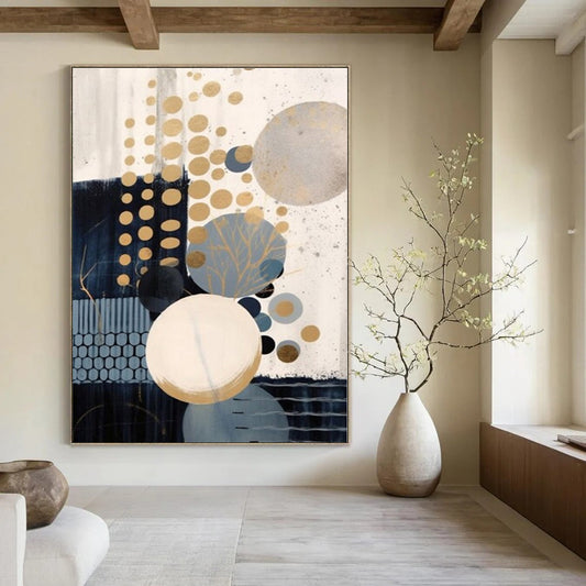 Bohemian Traveler Hand-Painted Abstract Canvas for Globetrotting Bedrooms