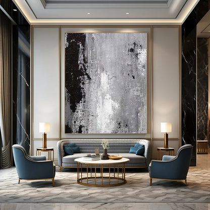 Enchanting Hand-Painted Abstract Mural for Living Room Alcoves