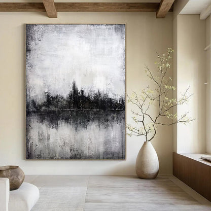 Oversized Hand-Painted Contemporary Abstract Mural for Family Dining Alcoves