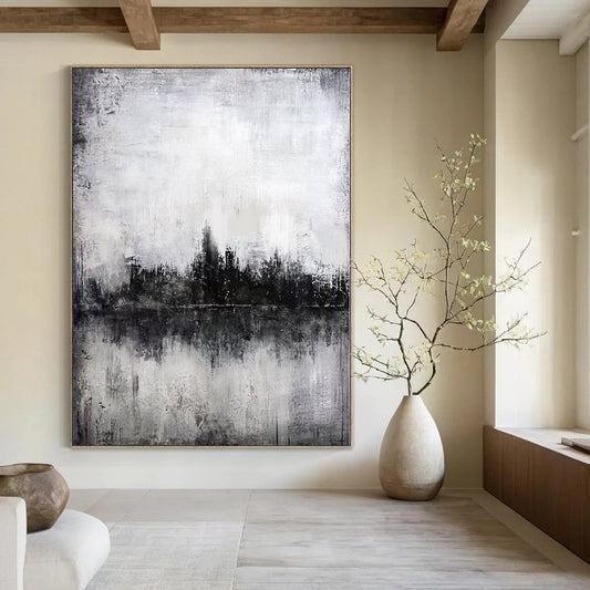 Oversized Hand-Painted Contemporary Abstract Mural for Family Dining Alcoves