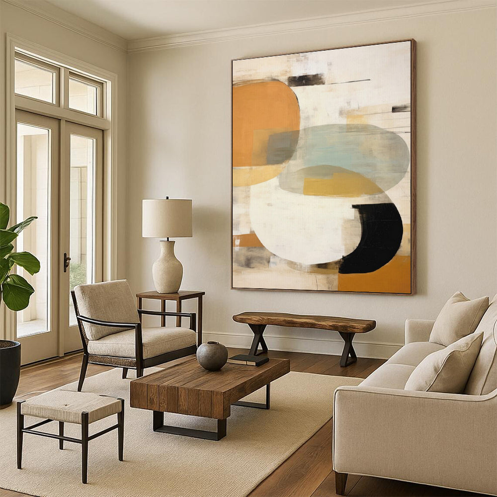 Contemporary Large-Scale Hand-Painted Abstract Canvas for Modern Living Room Focal Wall