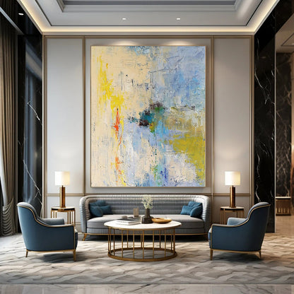 Immense Abstract Canvas for Breakfast Nook Benches - Hand-Painted Resin on Canvas