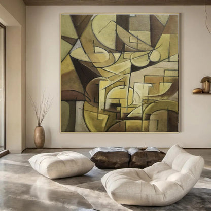 Custom Hand-Painted Abstract Canvas for Bar & Hotel Reception Areas