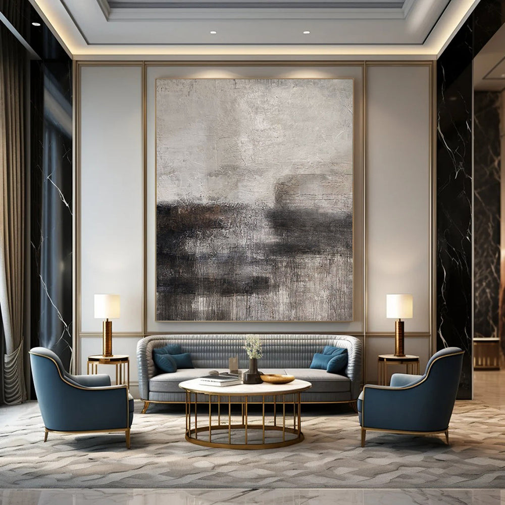 Large Hand-Painted Modern Abstract Mural for Corporate Headquarters Conference Room Negotiation Zones