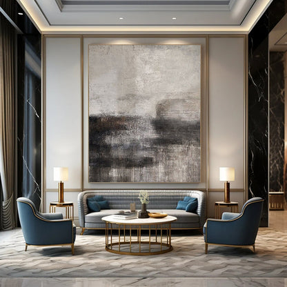 Large Hand-Painted Modern Abstract Mural for Corporate Headquarters Conference Room Negotiation Zones