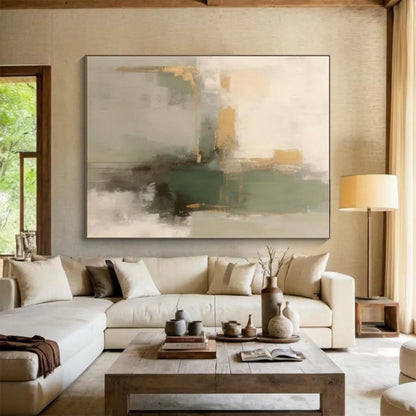 Oversized Bespoke Hand-Painted Abstract Canvas for Bathroom Relaxation Wall