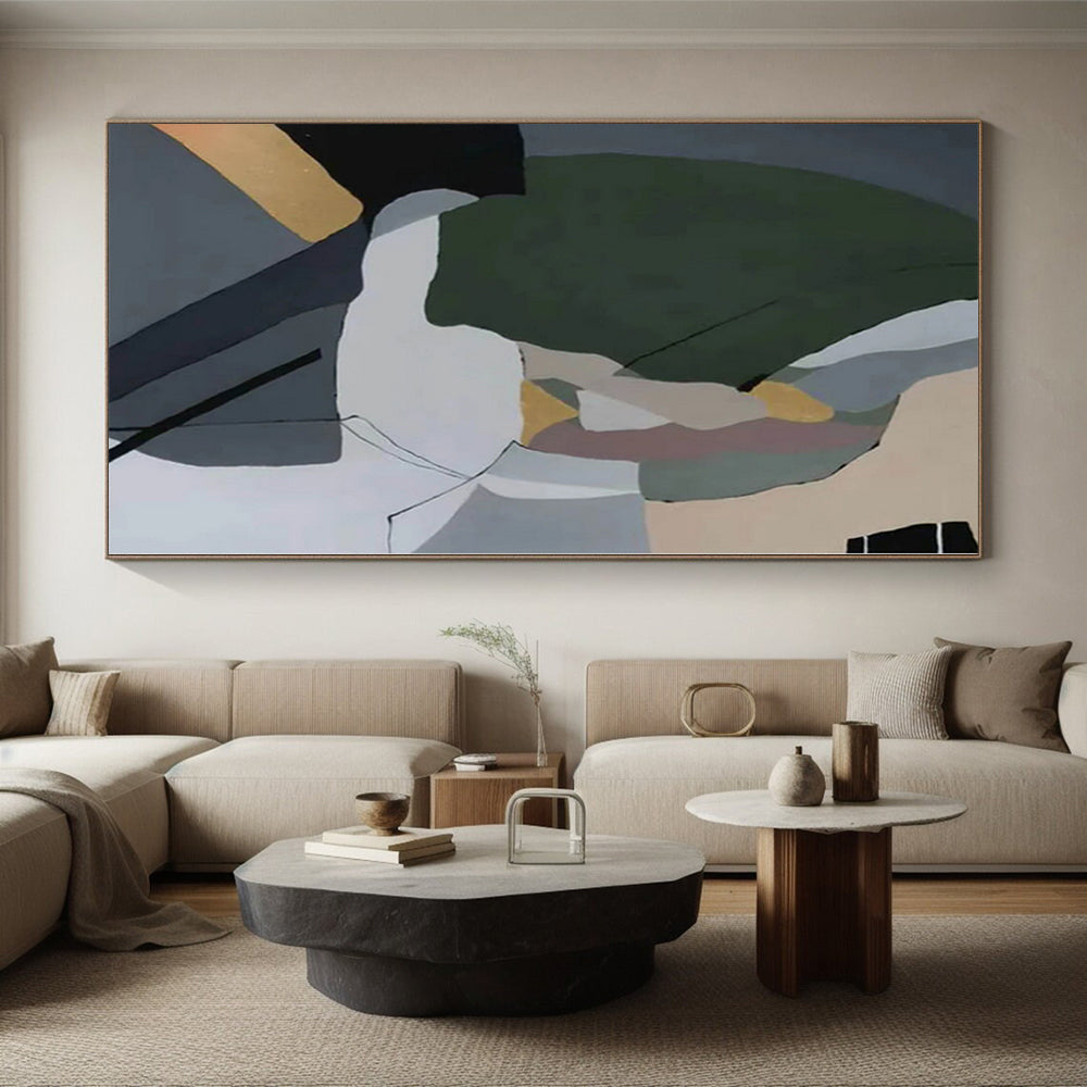 Large Custom Abstract Painting for Home Bar and Lounge Seating Back Walls