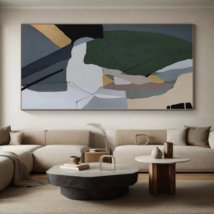 Large Custom Abstract Painting for Home Bar and Lounge Seating Back Walls