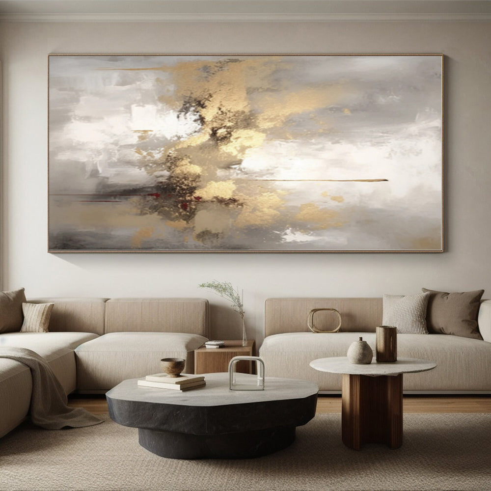 Custom Large-Scale Surreal Hand-Painted Abstract Canvas for Family Gathering Area