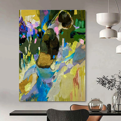 Oversized Hand-Painted Modern Abstract Painting for Bedroom Pet Sleeping Nooks