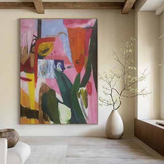 Oversized Hand-Painted Abstract Mural for Office & Entryway