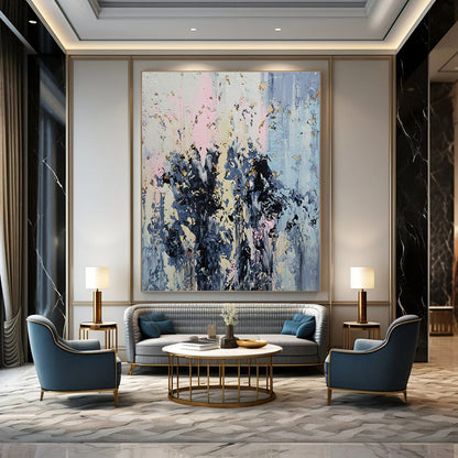 Custom Hand-Painted Abstract Mural for Living Room & Hotel Fitness Centers