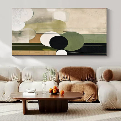 Oversized Hand-Painted Modern Abstract Painting for Office Pantry Areas