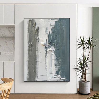 Custom Giant Hand-Painted Abstract Canvas for Bathroom Vanity Feature Wall