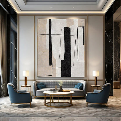 Extra-Vast Hand-Painted Modern Abstract Artwork for Living Room Behind Sideboards