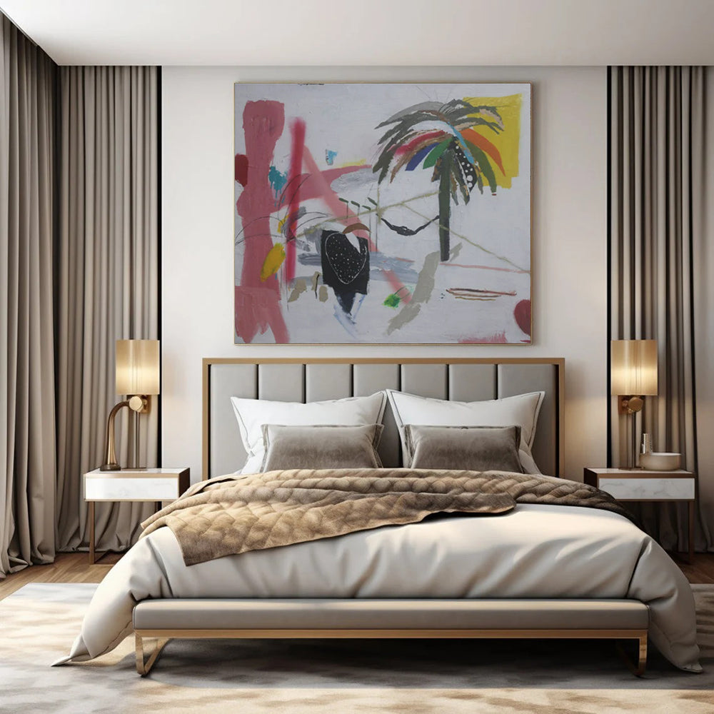 Custom Hand-Painted Abstract Canvas for Bedroom & Hallway