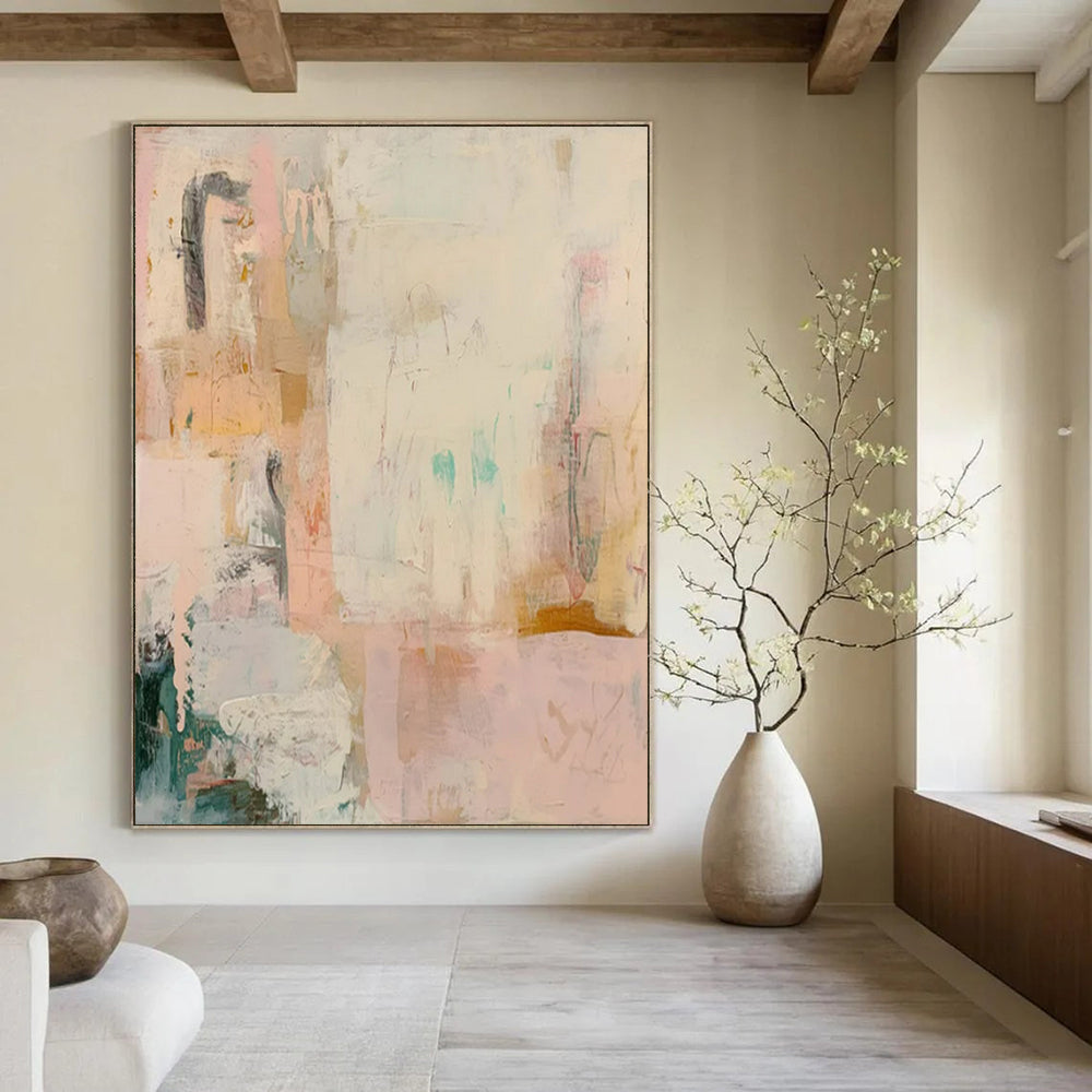 Large Hand-Painted Modern Abstract Wall Decor for Senior Living Community Activity Rooms