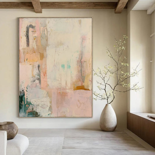Large Hand-Painted Modern Abstract Wall Decor for Senior Living Community Activity Rooms