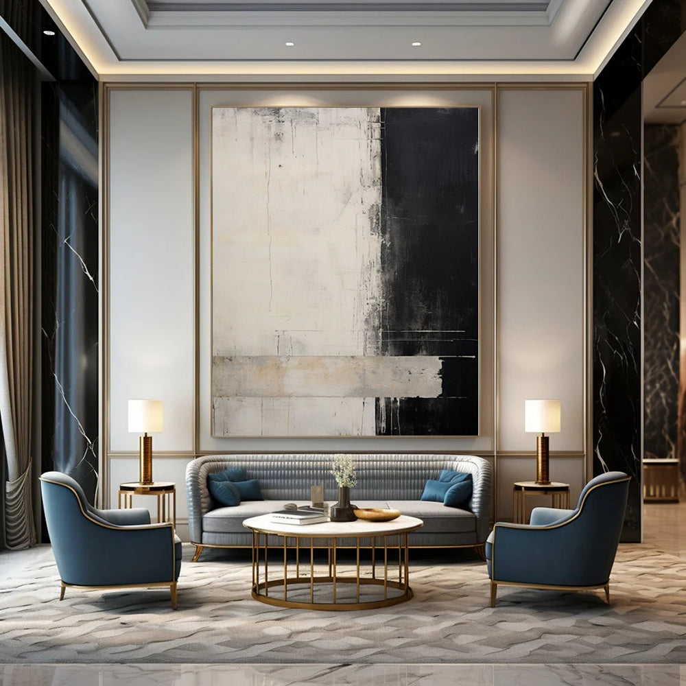 Monumental Abstract Art for Green Wall Compartment Spaces - Custom Mixed Media on Linen